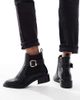 SEQWL Wide Fit SEQWL Wide Fit Latte buckle detail refined Chelsea boots in black - 1