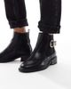 SEQWL Wide Fit SEQWL Wide Fit Latte buckle detail refined Chelsea boots in black - 2