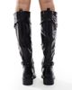 SEQWL Wide Fit SEQWL Wide Fit Latte buckle detail refined riding boots in black - 2