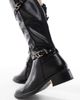 SEQWL Wide Fit SEQWL Wide Fit Latte buckle detail refined riding boots in black - 3
