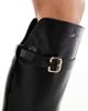 SEQWL Wide Fit SEQWL Wide Fit Latte buckle detail riding boots in black - 2