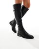 SEQWL Wide Fit SEQWL Wide Fit Latte buckle detail riding boots in black - 4