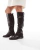 SEQWL Wide Fit SEQWL Wide Fit Latte buckle detailing refined riding boots in chocolate-Brown - 4