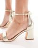 SEQWL Wide Fit SEQWL Wide Fit Leal heeled sandals in gold - 4