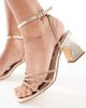 SEQWL Wide Fit SEQWL Wide Fit Leal strappy block heeled embellished sandals in gold - 3