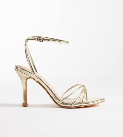 SEQWL Wide Fit SEQWL Wide Fit Lolly heeled sandals in gold