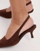 SEQWL Wide Fit SEQWL Wide Fit Maybach slingback kitten heels in brown suedette - 3