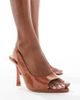 SEQWL Wide Fit SEQWL Wide Fit Mokka slingback peep toe high heels in toffee-Red - 1