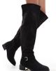 SEQWL Wide Fit SEQWL Wide Fit over the knee flat boots with tassels in black - 1