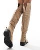 SEQWL Wide Fit SEQWL Wide Fit over the knee flat boots with tassels in taupe-Neutral - 4
