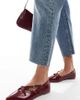 SEQWL Wide Fit SEQWL Wide Fit pointed toe strappy ballet flats in burgundy-Red - 1