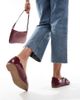 SEQWL Wide Fit SEQWL Wide Fit pointed toe strappy ballet flats in burgundy-Red - 3