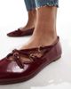 SEQWL Wide Fit SEQWL Wide Fit pointed toe strappy ballet flats in burgundy-Red - 4