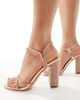 SEQWL Wide Fit SEQWL Wide Fit Reeves strappy embellished high block heeled sandals in rose gold - 1