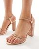 SEQWL Wide Fit SEQWL Wide Fit Reeves strappy embellished high block heeled sandals in rose gold - 4