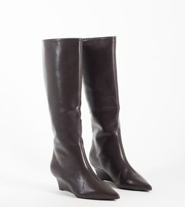SEQWL Wide Fit SEQWL Wide Fit refined wedge knee boots in chocolate brown