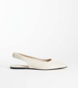 SEQWL Wide Fit SEQWL Wide Fit Scar sling back pointed ballet flats in cream-Neutral