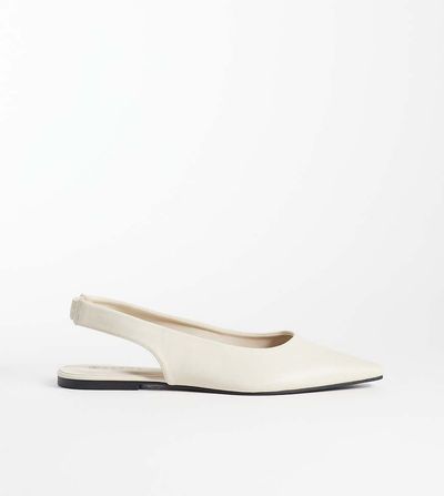 SEQWL Wide Fit SEQWL Wide Fit Scar sling back pointed ballet flats in cream-Neutral