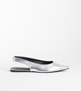 SEQWL Wide Fit SEQWL Wide Fit Scar sling back pointed ballet flats in silver