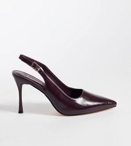 SEQWL Wide Fit SEQWL Wide Fit slingback pointed stiletto heel shoes in burgundy faux leather-Red