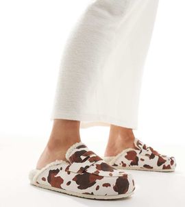 SEQWL Wide Fit SEQWL Wide Fit Soda fur lined mules in cow-Brown