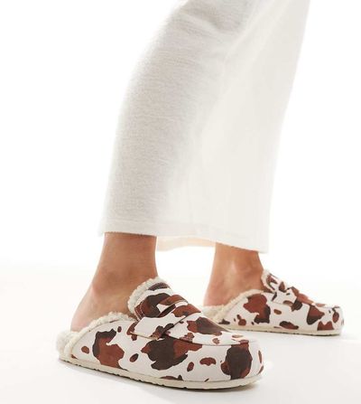 SEQWL Wide Fit SEQWL Wide Fit Soda fur lined mules in cow-Brown