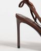 SEQWL Wide Fit SEQWL Wide Fit Sorrento sling back low block heeled shoes in chocolate croc-Brown - 4