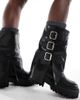 SEQWL Wide Fit SEQWL Wide Fit Stella buckle detail chunky boots in black - 2