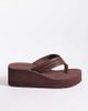 SEQWL Wide Fit SEQWL Wide Fit Thong flatform wedge in chocolate-Brown - 1
