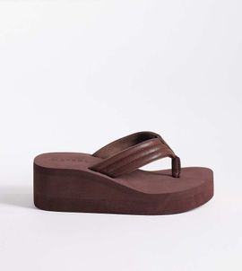 SEQWL Wide Fit SEQWL Wide Fit Thong flatform wedge in chocolate-Brown