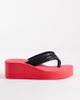 SEQWL Wide Fit SEQWL Wide Fit Thong flatform wedge in red/black - 1