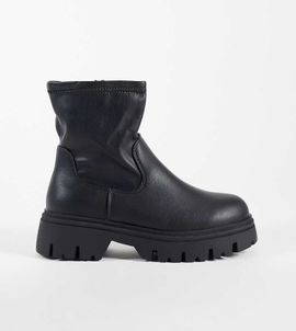 SEQWL Wide Fit SEQWL Wide Fit Twirl chunky sock boots in black