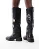 SEQWL Wide Fit SEQWL Wide Fit Twix buckle detail refined riding boots in black - 3