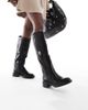 SEQWL Wide Fit SEQWL Wide Fit Twix buckle detail refined riding boots in black - 4