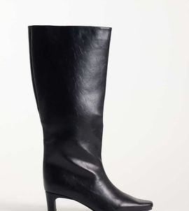 SEQWL Wide Fit SEQWL Wide Fit Woody chisel toe knee high kitten heel boots in black