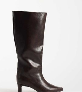 SEQWL Wide Fit SEQWL Wide Fit Woody chisel toe knee high kitten heel boots in brown
