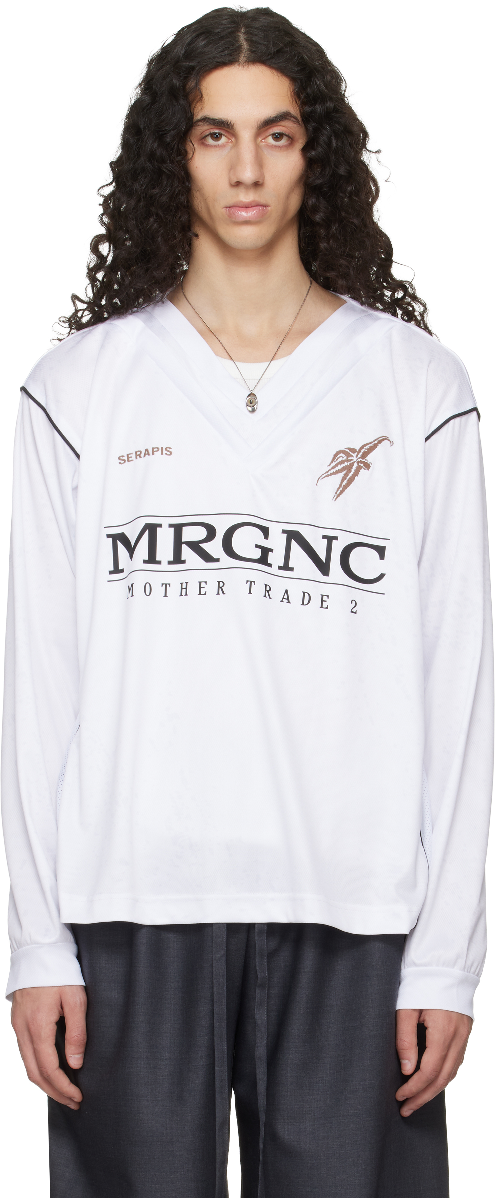 Serapis - White Embossed Long Sleeve T-Shirt