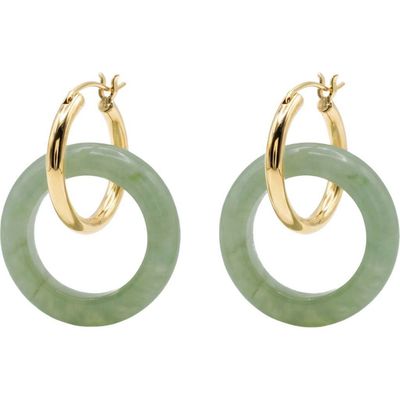 seree seree Amelie Jade-Green Gemstone Hoop Earrings