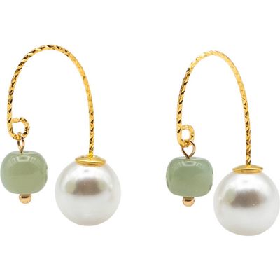 seree seree Ana Pearl and Jade Thread Earrings