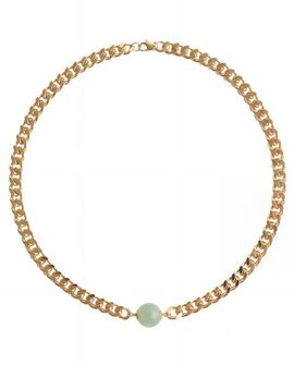 seree seree Charlotte Green Jade Gold-Tone Chain Necklace 