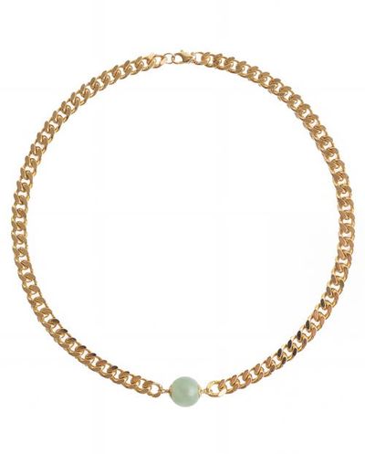 seree seree Charlotte Green Jade Gold-Tone Chain Necklace 