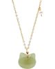 seree seree Choupette Cat Green Jade Pendant Necklace - 1