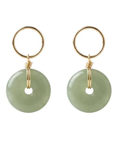 seree seree Coin Green Jade Hollow Earrings