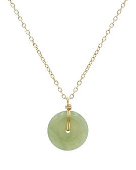 seree seree Coin Green Jade Hollow Necklace