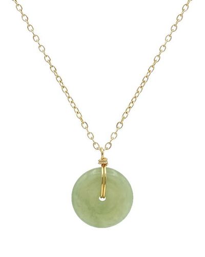 seree seree Coin Green Jade Hollow Necklace