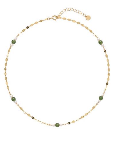 seree seree Elena Jade and Freshwater Pearl Beaded Necklace