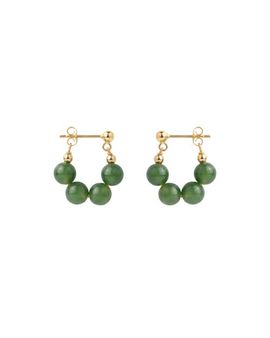 seree seree Fay Beaded Jade Hoop Earrings