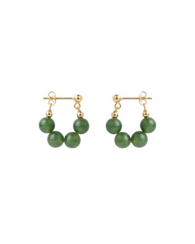 seree seree Fay Beaded Jade Hoop Earrings