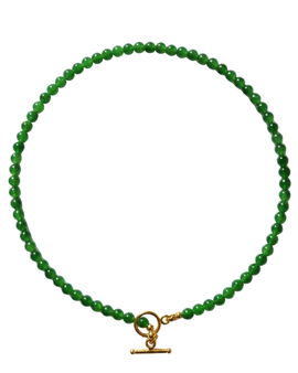 seree seree Forest Jade-Green Chalcedony Beaded Necklace 