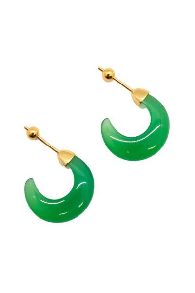 seree seree Half Moon Jade-Green Chalcedony Earrings